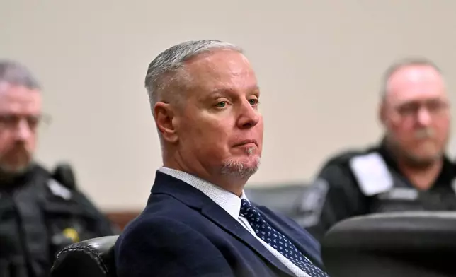 Colin Gray, the father of Apalachee High School shooting suspect Colt Gray, listens during his trial, Friday, Feb. 27, 2026, at the Barrow County Courthouse in Winder, Ga. (Hyosub Shin/Atlanta Journal-Constitution via AP)