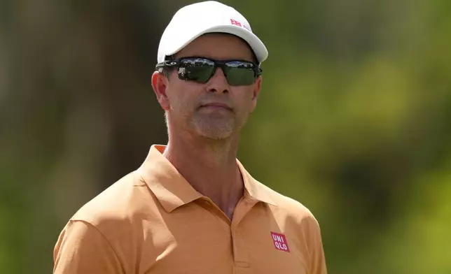 Adam Scott, of Australia, walks on the first hole during the third round of the Arnold Palmer Invitational at Bay Hill golf tournament Saturday, March 7, 2026, in Orlando, Fla. (AP Photo/Matt Slocum)