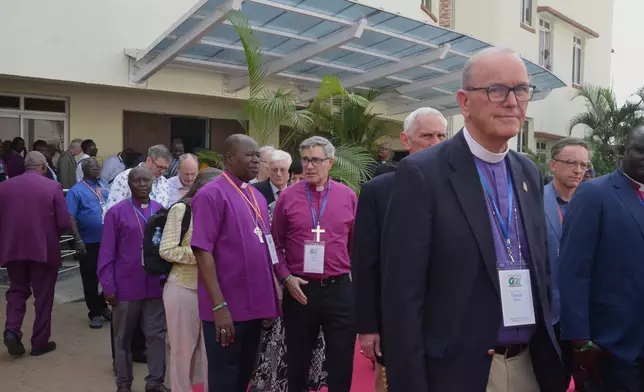 Leaders of numerous Anglican churches leave after attending a religious service on the sidelines of their meeting of the Anglican Communion in Abuja, Nigeria, Wednesday, March 4, 2026. (AP Photo/Olamikan Gbemiga)