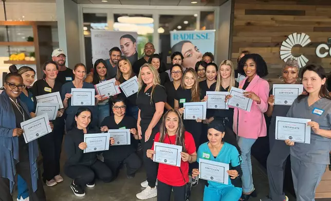 Graduates of MySpaLive’s neurotoxin certification course celebrate completion of hands-on training after successfully demonstrating clinical competency.