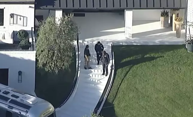 This image taken from video provided by ABC7 Los Angeles on Monday, March 9, 2026 shows an aerial shot of singer Rihanna's home in Los Angeles. (ABC7 Los Angeles via AP)