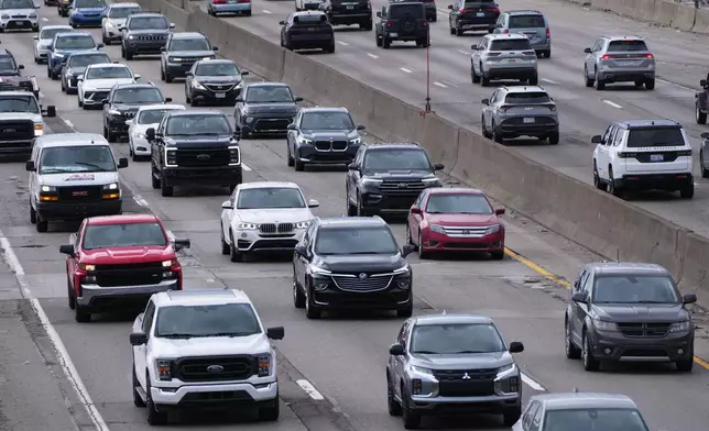 FILE - Traffic moves on Interstate 94 in Detroit, March 17, 2026. (AP Photo/Paul Sancya, File)