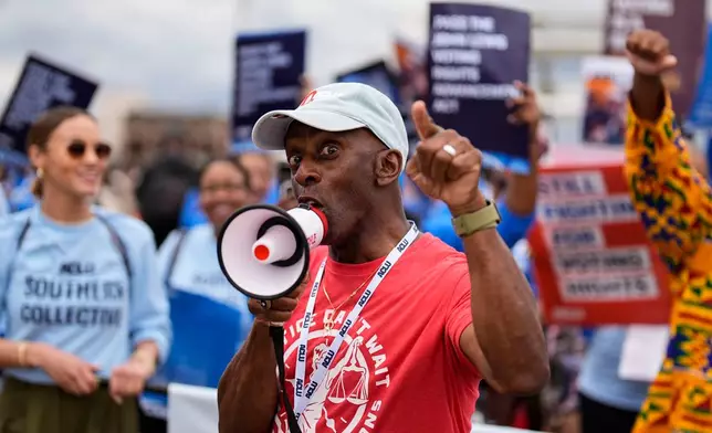 People march during the 61st Bloody Sunday Anniversary, Sunday, March 8, 2026, in Selma, Ala. (AP Photo/Mike Stewart)