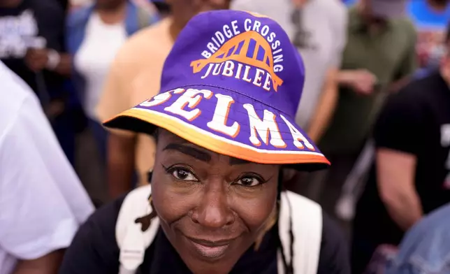 Debbie Murray, of Edison, Ga., waits to march ahead of the 61st Bloody Sunday Anniversary march, Sunday, March 8, 2026, in Selma, Ala. (AP Photo/Mike Stewart)