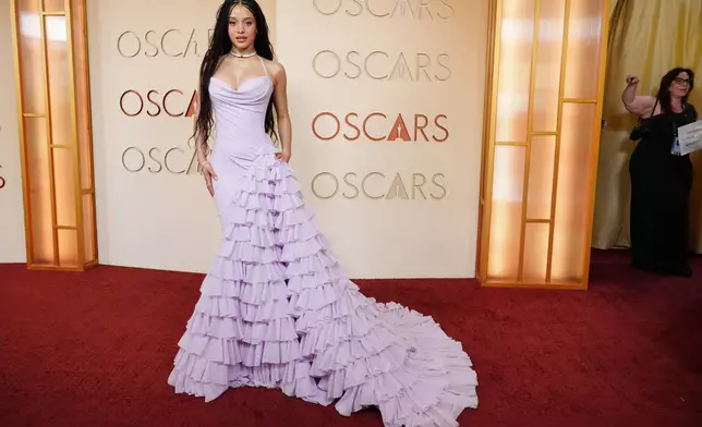 Chase Infiniti arrives at the Oscars on Sunday, March 15, 2026, at the Dolby Theatre in Los Angeles. (Photo by Jordan Strauss/Invision/AP)
