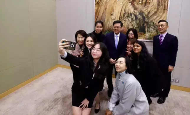 On International Women's Day (March 8), prior to attending the 2026 International Women's Day Reception, Mr. John Lee and his wife met with several mentees from the "She Inspires" Mentorship Programme. Photo source: John Lee's FB image