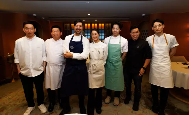 From left, representatives from restaurants Estro, Baan Tepa, Born, Labyrinth, Eatanic Garden, Crony and Gaggan collaborate at one of several Signature Sessions.