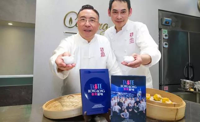 Wong Lung-to, Executive Chef of Forum Restaurant, left, leads a dim sum workshop organised by Hong Kong Tourism Board (HKTB) during the Asia’s 50 Best Restaurants 2026.