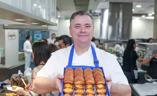 Chef Grégoire Michaud from Bakehouse leads an egg tart baking workshop, which is one of the recommended pastry shops under Taste Hong Kong, during the Asia’s 50 Best Restaurants 2026 Awards.