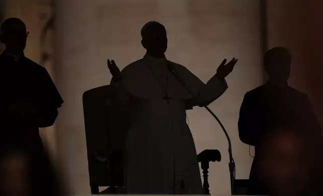 Pope Leo XIV holds his weekly general audience in St. Peter's Square at The Vatican, Wednesday, Wednesday, April 29, 2026. (AP Photo/Alessandra Tarantino)