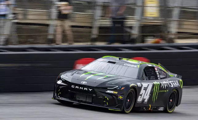 Ty Gibbs drives down the backstretch during a NASCAR Cup Series auto race, Sunday, April 12, 2026, in Bristol, Tenn. (AP Photo/Wade Payne)