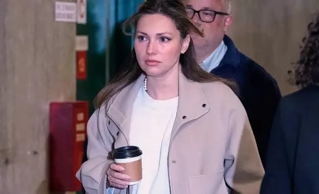 Jessica Mann arrives for Harvey Weinstein's trial in criminal court, in New York, Tuesday, April 28, 2026. (AP Photo/Richard Drew)