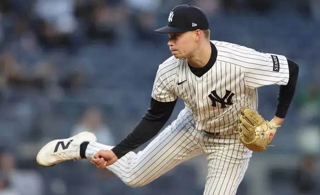 New York Yankees pitcher Will Warren throw during the first inning of a baseball game against the Athletics, Wednesday, April 8, 2026, in New York. (AP Photo/Heather Khalifa)
