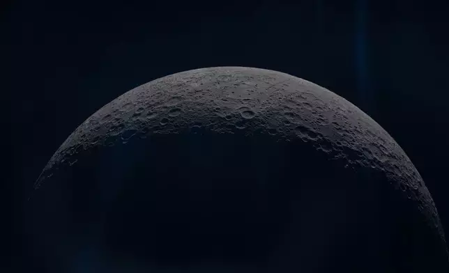In this image provided by NASA, the Artemis II crew photographed the Moons curved limb during their journey around the far side of the Moon on April 6, 2026. (NASA via AP)