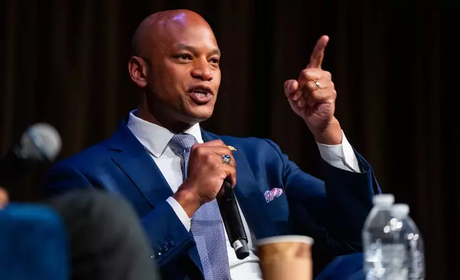 Wes Moore, Governor of Maryland, speaks during the National Action Network (NAN) Convention in New York, Thursday, April 9, 2026. (AP Photo/Angelina Katsanis)