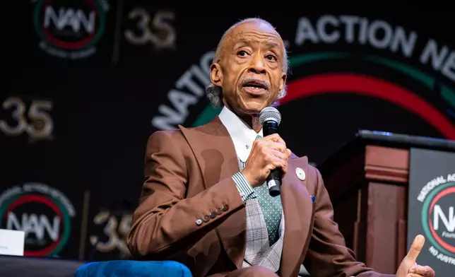 Reverend Al Sharpton speaks during the National Action Network (NAN) Convention in New York, Wednesday, April 8, 2026. (AP Photo/Angelina Katsanis)