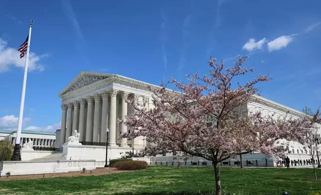 The U.S. Supreme Court is seen in Washington, Wednesday, April 1, 2026. (AP Photo/Tom Brenner)