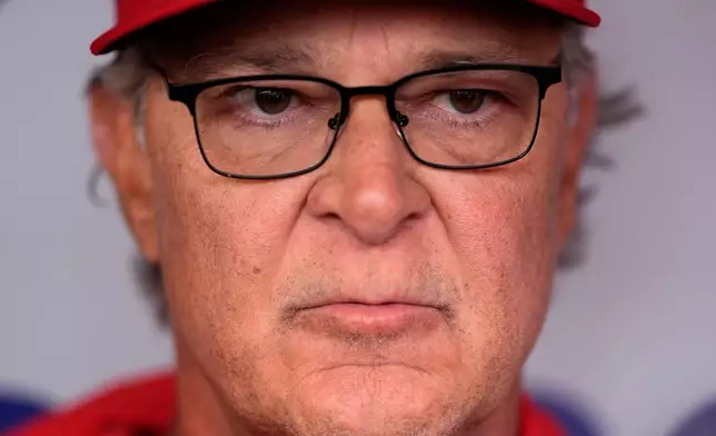 Philadelphia Phillies interim manager Don Mattingly speaks during a news conference before a baseball game against the San Francisco Giants Tuesday, April 28, 2026, in Philadelphia. (AP Photo/Matt Slocum)