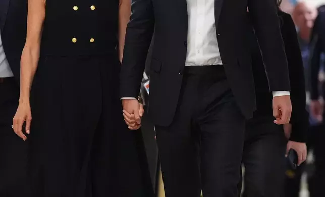 Britain's Prince Harry and Meghan Markle, the Duke and Duchess of Sussex, visit the Royal Children's Hospital Melbourne, Australia Tuesday, April 14, 2026. (Jonathan Brady/Pool Photo via AP)