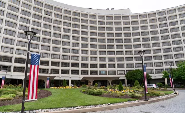 The Washington Hilton hotel is seen on Sunday, April, 26, 2026, in Washington. (AP Photo/Jose Luis Magana)