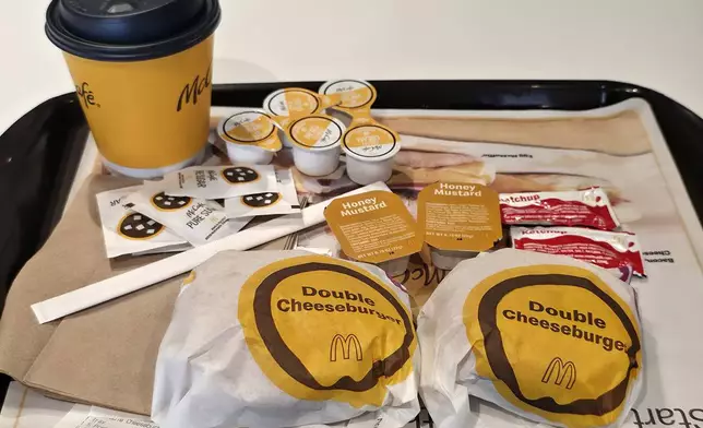 A McValue menu selection at a McDonald's, Tuesday, March 31, 2026, in Los Angeles. (AP Photo/Damian Dovarganes)