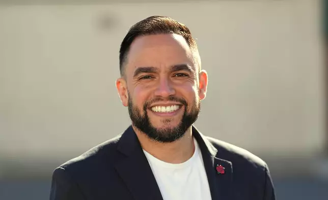 Lancaster Pa., Mayor Jaime Arroyo poses for a photograph in Reading, Pa., Wednesday, April 8, 2026. (AP Photo/Matt Rourke)