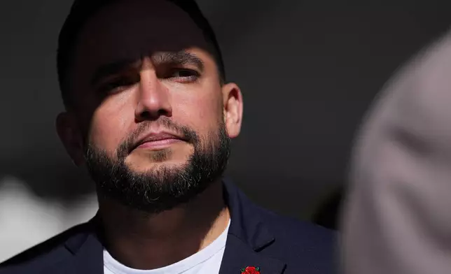 Lancaster Pa., Mayor Jaime Arroyo attends a ribbon cutting for a Finanta Credit Union in Reading, Pa., Wednesday, April 8, 2026. (AP Photo/Matt Rourke)