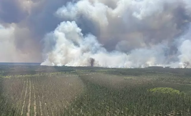 This photo provided by the Georgia Department of Natural Resources shows smoke fills the sky from the Pineland Road Fire in southeast Georgia on Wednesday, April 22, 2026. (Georgia Department of Natural Resources via AP)