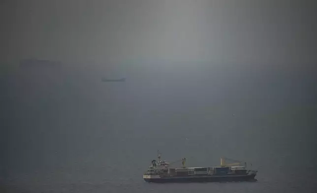 The Jordan flagged cargo ship "Baghdad" sails in Persian Gulf towards Strait of Hormuz in United Arab Emirates, Wednesday, April 22, 2026. (AP Photo)