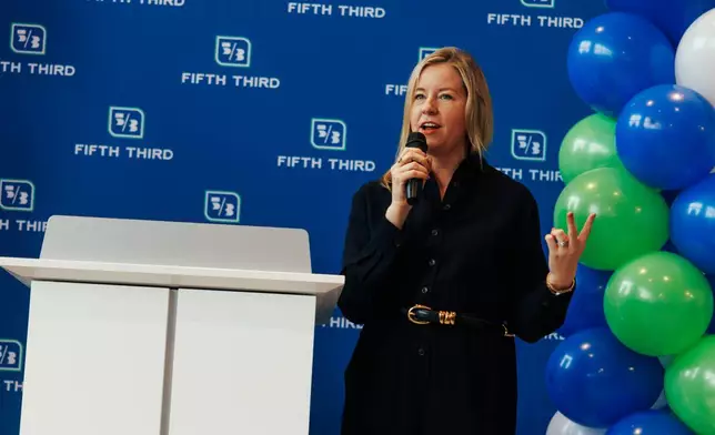 Christal Howard, President and CEO of the Frisco Chamber of Commerce speaking at the opening of Fifth Third's first Texas financial center.