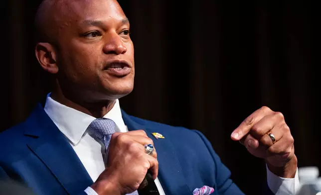 Wes Moore, Governor of Maryland, speaks during the National Action Network (NAN) Convention in New York, Thursday, April 9, 2026. (AP Photo/Angelina Katsanis)