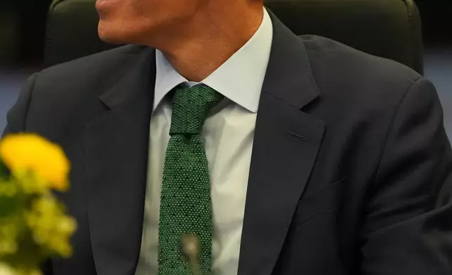 Spain's Prime Minister Pedro Sanchez attends the EU Summit in Nicosia, Cyprus, Friday, April 24, 2026. (AP Photo/Petros Karadjias)