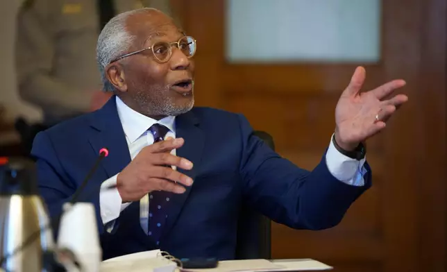 Alfredo Parrish, attorney for Kristin Ramsey, speaks during a hearing at the Dallas County courthouse in Adel, Iowa, on Friday, April 10, 2026. (Zach Boyden-Holmes/The Des Moines Register via AP, Pool)