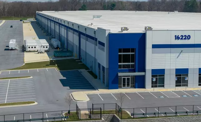 A trailers outside a proposed ICE detention center in a small community in western Maryland known as a destination for weekend bicyclists and Civil War history buffs in Williamsport, Md., Thursday, March 26, 2026. (AP Photo/Steve Helber)