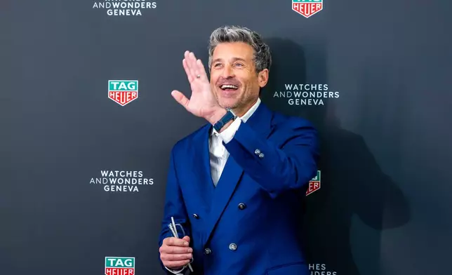 Patrick Dempsey poses for a photocall during the opening day of the "Watches and Wonders Geneva" luxury watch fair, in Geneva, Switzerland, Tuesday, April 14, 2026. (Salvatore Di Nolfi/Keystone via AP)