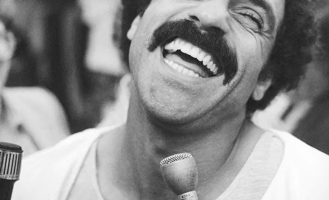 FILE - Los Angeles Dodgers second baseman Davey Lopes smiles and laughs in the team's clubhouse after Game 1 of baseball's World Series against the New York Yankees, Tuesday, Oct. 10, 1978, in Los Angeles. (AP Photo/File)