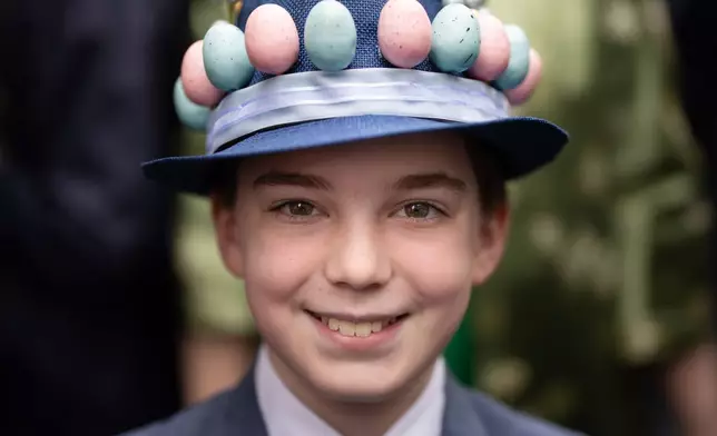 Nolan, 11, poses for a photograph during the Easter Bonnet Parade on Fifth Avenue, Sunday, April 5, 2026, in New York. (AP Photo/Adam Gray)