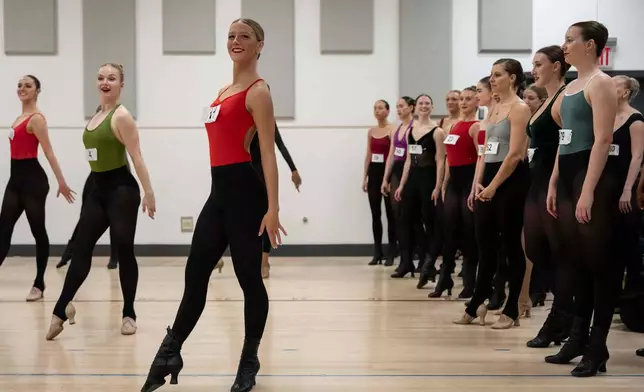 Dancers audition for the Radio City Rockettes at Radio City Music Hall in New York, on Wednesday, April 22, 2026. (AP Photo/Yuki Iwamura)