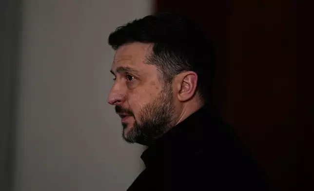 Ukraine's President Volodymyr Zelenskyy speaks during an interview with The Associated Press, in Istanbul, Turkey, Saturday, April 4, 2026. (AP Photo/Khalil Hamra)