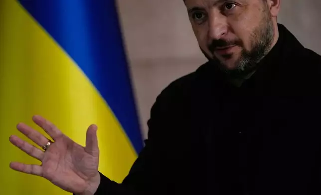 Ukraine's President Volodymyr Zelenskyy speaks during an interview with The Associated Press, in Istanbul, Turkey, Saturday, April 4, 2026. (AP Photo/Khalil Hamra)