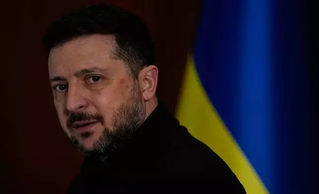 Ukraine's President Volodymyr Zelenskyy speaks during an interview with The Associated Press, in Istanbul, Turkey, Saturday, April 4, 2026. (AP Photo/Khalil Hamra)