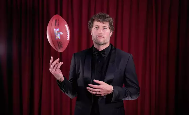 FILE - Los Angeles, Rams' Matthew Stafford poses after winning the AP Most Valuable Player award during the NFL Honors award show in San Francisco, Feb. 5, 2026. (AP Photo/Matt York, File)