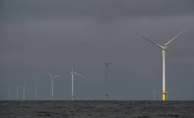 Turbines operate at South Fork Wind offshore wind farm off the coast of Block Island, R.I., Thursday, April 23, 2026. (AP Photo/Joshua A. Bickel)