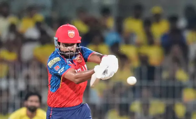 Punjab Kings' captain Shreyas Iyer during the Indian Premier League cricket match between Chennai Super Kings and Punjab Kings in Chennai, India, Friday, April 3, 2026. (AP Photo/Aijaz Rahi)