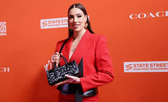 Texas Christian forward Marta Suarez, of Spain, poses before the WNBA basketball draft Monday, April 13, 2026, in New York. (AP Photo/Pamela Smith)