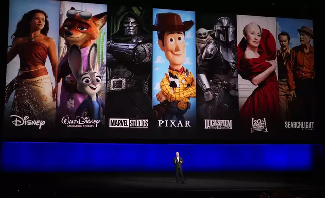 Alan Bergman, Chairman of Disney Entertainment, Studios, The Walt Disney Company, speaks during the Walt Disney Studios presentation at CinemaCon on Thursday, April 16, 2026, at Caesars Palace in Las Vegas. (AP Photo/Chris Pizzello)