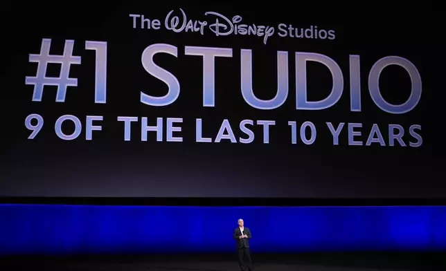 Alan Bergman, Chairman of Disney Entertainment, Studios, The Walt Disney Company, speaks during the Walt Disney Studios presentation at CinemaCon on Thursday, April 16, 2026, at Caesars Palace in Las Vegas. (AP Photo/Chris Pizzello)