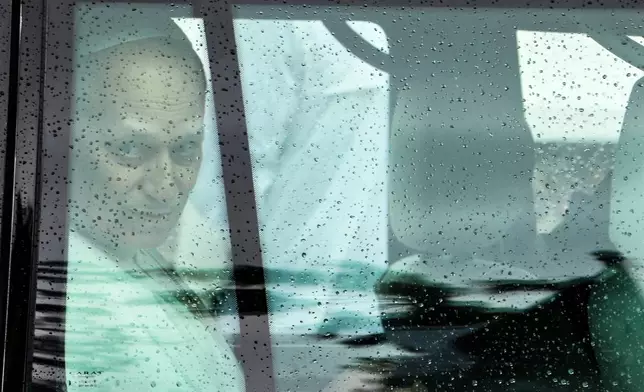 Pope Leo XIV departs after visiting the archaeological site of Hippo, in Annaba, Algeria, Tuesday, April 14, 2026, on the second day of an 11-day apostolic journey to Africa. (AP Photo/Mohamed Ali)