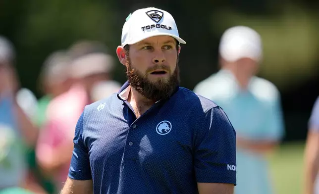 Tyrrell Hatton, of England, watches his tee shot on the sixth hole during the final round of the Masters golf tournament at the Augusta National Golf Club, Sunday, April 12, 2026, in Augusta, Ga. (AP Photo/Ashley Landis)