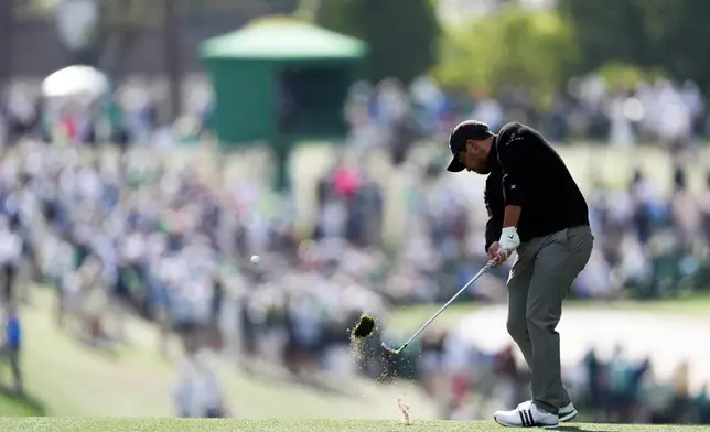 Xander Schauffele hits from the fairway on the first hole during the first round of the Masters golf tournament at the Augusta National Golf Club, Thursday, April 9, 2026, in Augusta, Ga. (AP Photo/Matt Slocum)